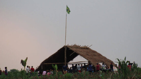 Retomada do povo Guarani Kaiowá na Terra Indígena Panambi-Lagoa Rica, em Douradina (MS). Crédito: Ludmila Pereira - Agro é Fogo